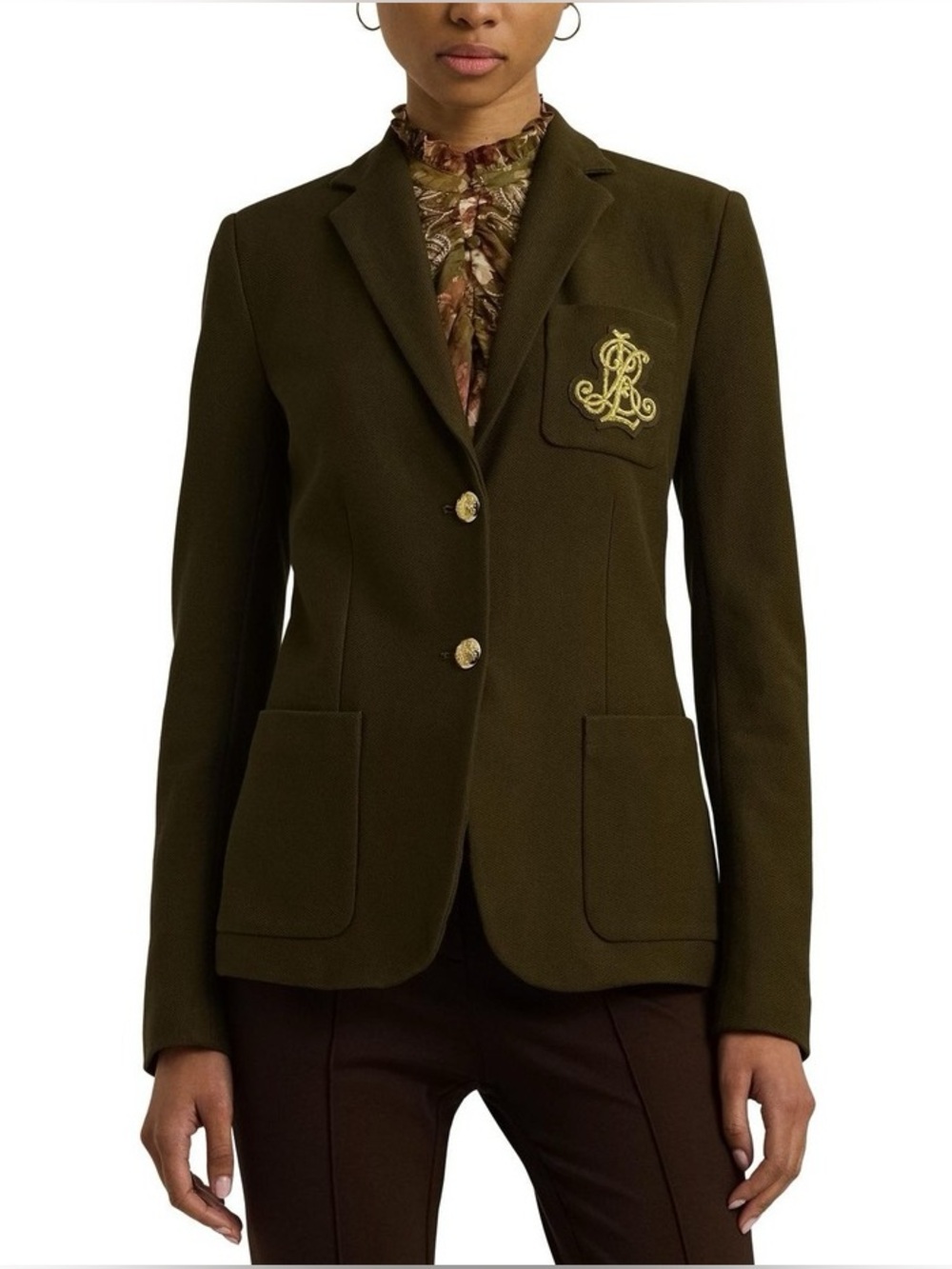 ♥️♥️♥️ Lauren Ralph Lauren Bullion Jacquard Blazer in Green size M - Picture 2 of 10